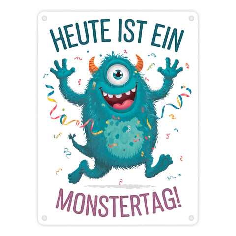 Heute ist ein Monstertag! Metallschild in 15x20 cm