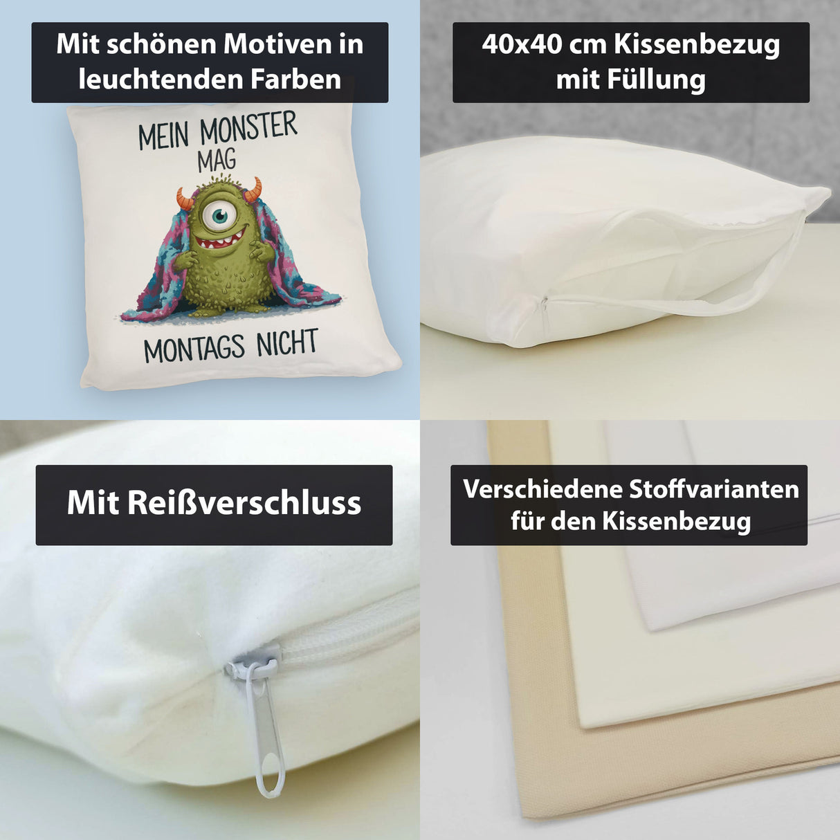Grünes Monster mit Decke Montagsmuffel Kissen