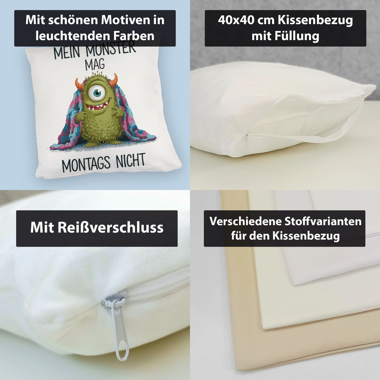 Grünes Monster mit Decke Montagsmuffel Kissen
