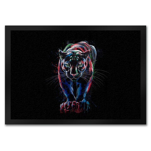 Abstrakter Panther Farbspiel Fussmatte für Kunstliebhaber