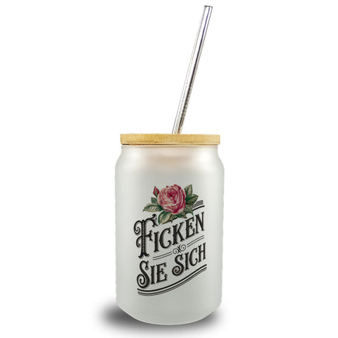 Ficken Sie Sich Trinkglas mit Bambusdeckel Rose Vintage