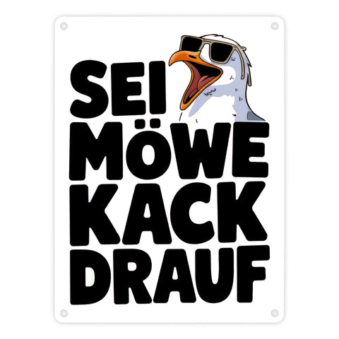 Möwe Sonnenbrille kack drauf Metallschild in 15x20 cm für Möwenfans
