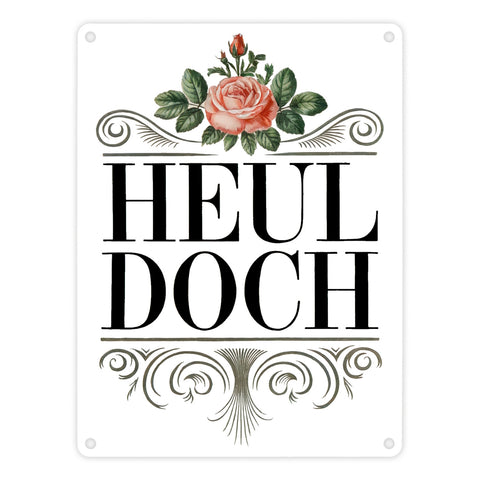 Heul doch Rose Metallschild in 15x20 cm Rosendekor