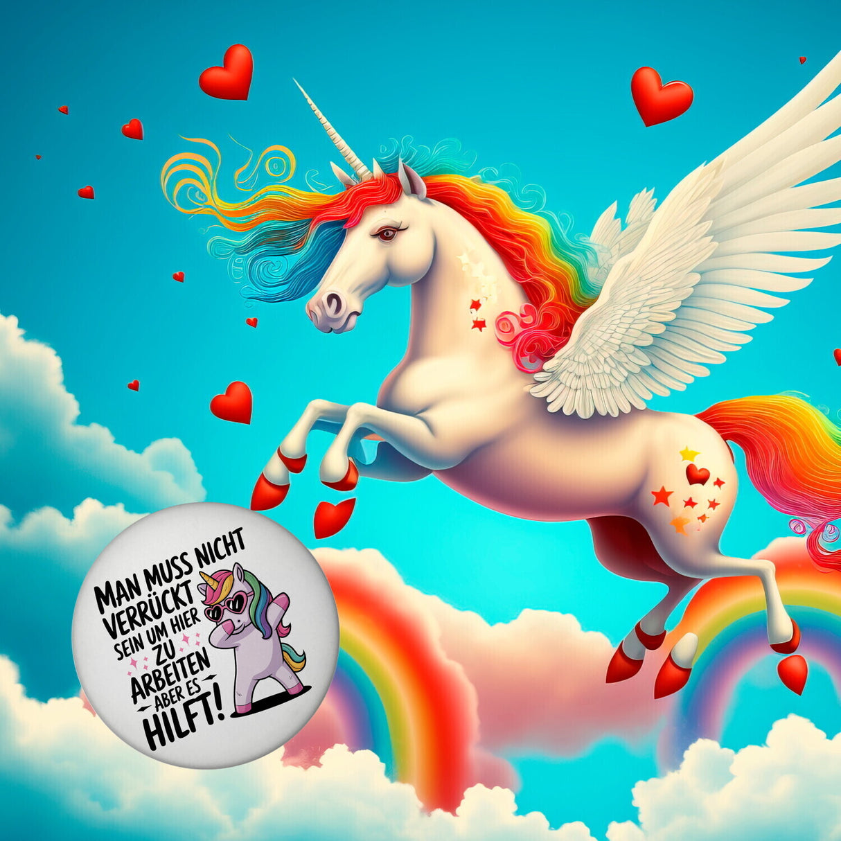 Es hilft verrückt zu sein Magnet mit Einhorn