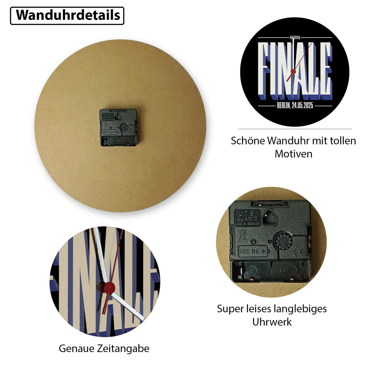 FINALE 2025 Bielefeld Wanduhr für das Pokalfinale in Berlin
