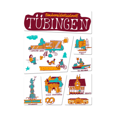 Tübingen Wimmelbild Kühlschrankmagnete Set