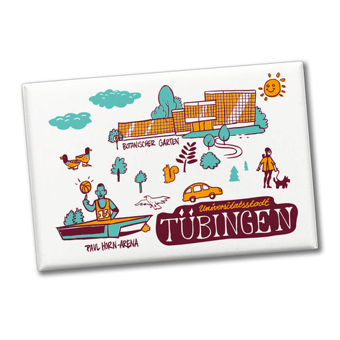 Tübingen Wimmelgrafik Souvenier Souvenir Magnet Botanischer Garten