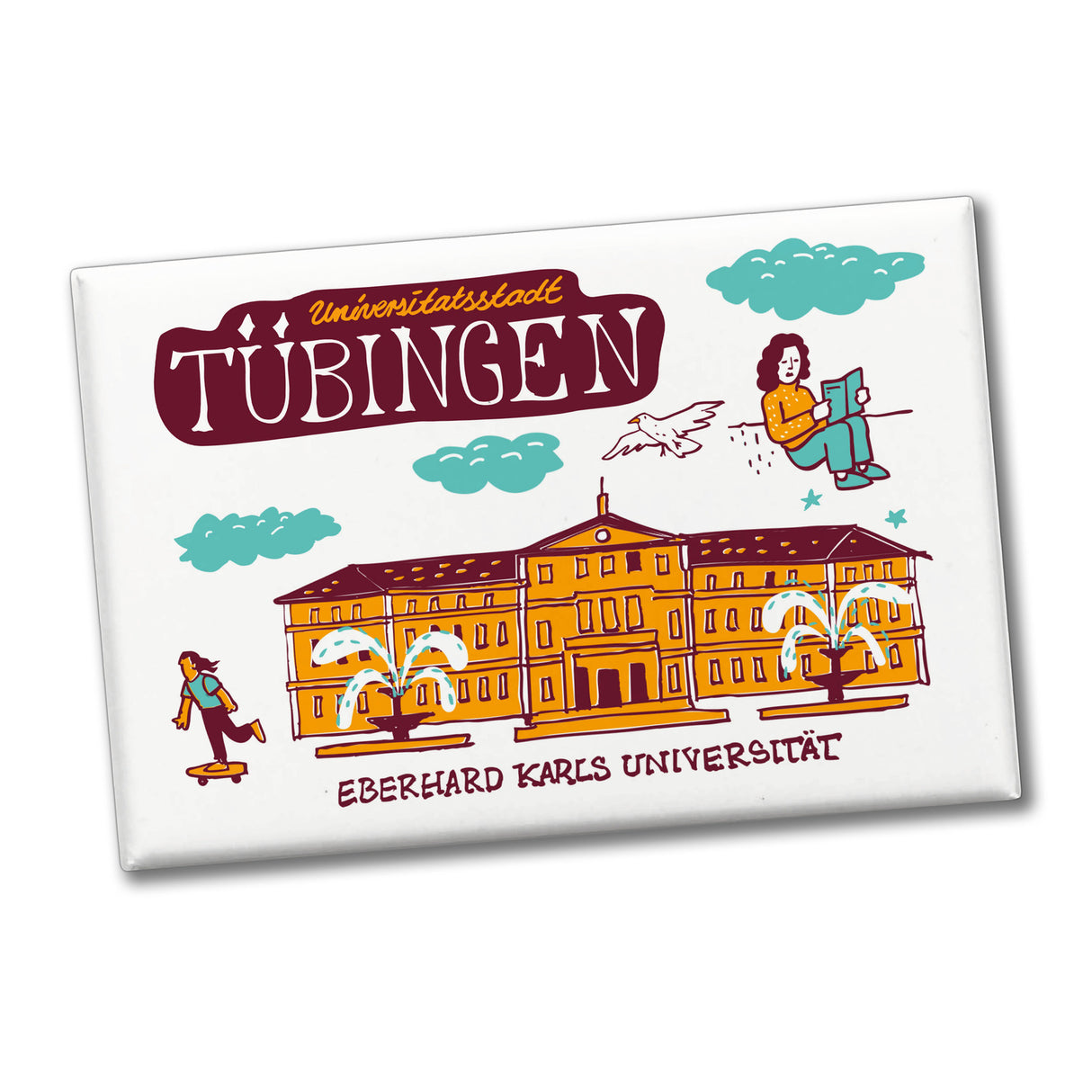 Tübingen Wimmelgrafik Souvenier Souvenir Magnet Karls-Universität