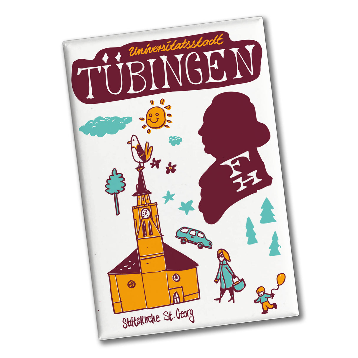Tübingen Wimmelgrafik Souvenier Souvenir Magnet Stiftskirche St Georg