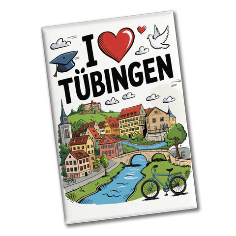 I love Tübingen Souvenir Souvenir Magnet mit Sehenswürdigkeiten