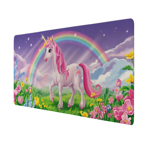 Einhorn in Fantasielandschaft Schreibtischunterlage 69x31cm XXL Mauspad für Einhorn-Fans