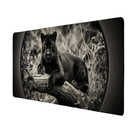 Schwarzer Panther Schreibtischunterlage 69x31cm XXL Mauspad für Kunst- und Tierliebhaber