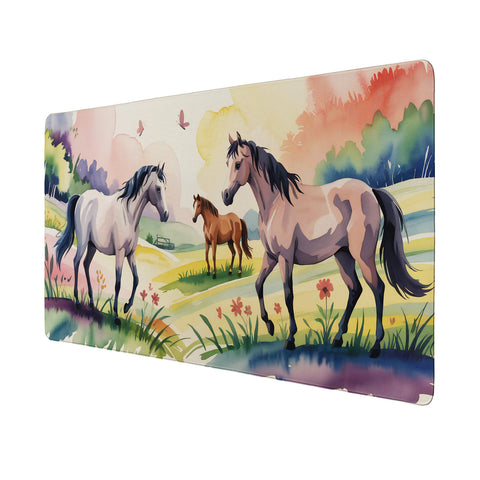 Pferde mit Schmetterlingen Schreibtischunterlage 69x31cm XXL Mauspad für Mädchen