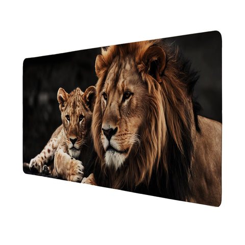Löwen Schreibtischunterlage 69x31cm XXL Mauspad für Tierfreunde im Büro