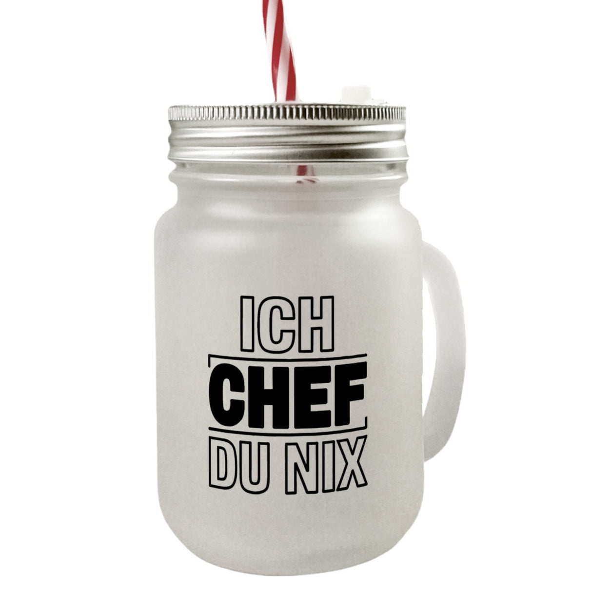 ICH CHEF DU NIX Trinkglas mit Bambusdeckel für Büro und Kollegen