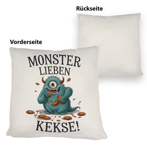 Blaues Monster mit Keks Kissen Monster lieben Kekse