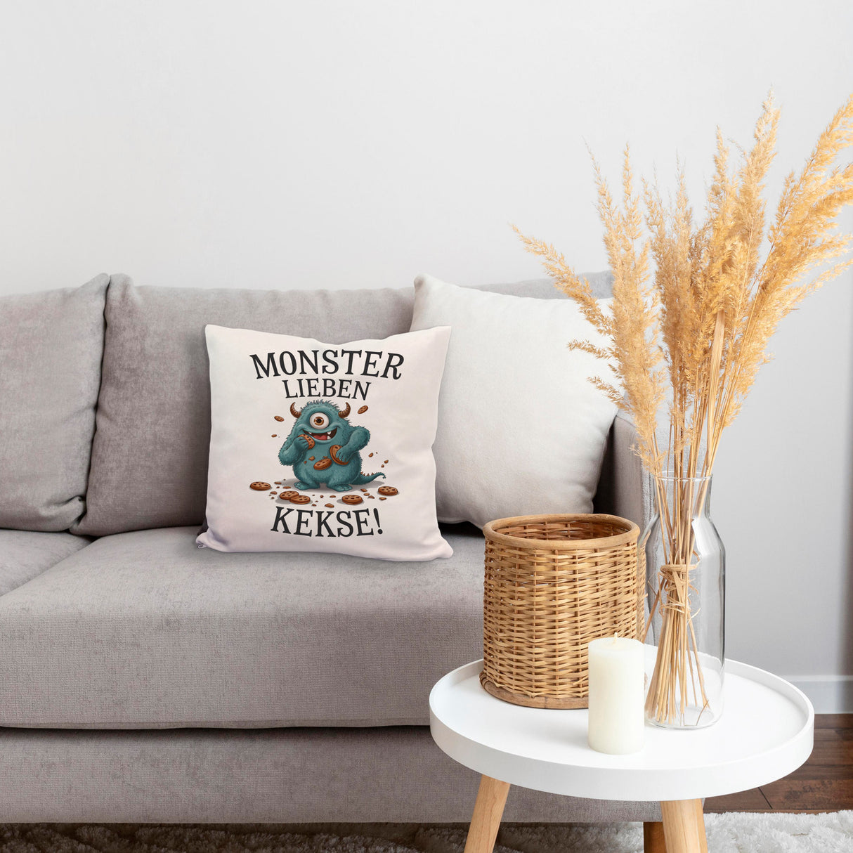 Blaues Monster mit Keks Kissen Monster lieben Kekse