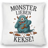 Blaues Monster mit Keks Kissen Monster lieben Kekse
