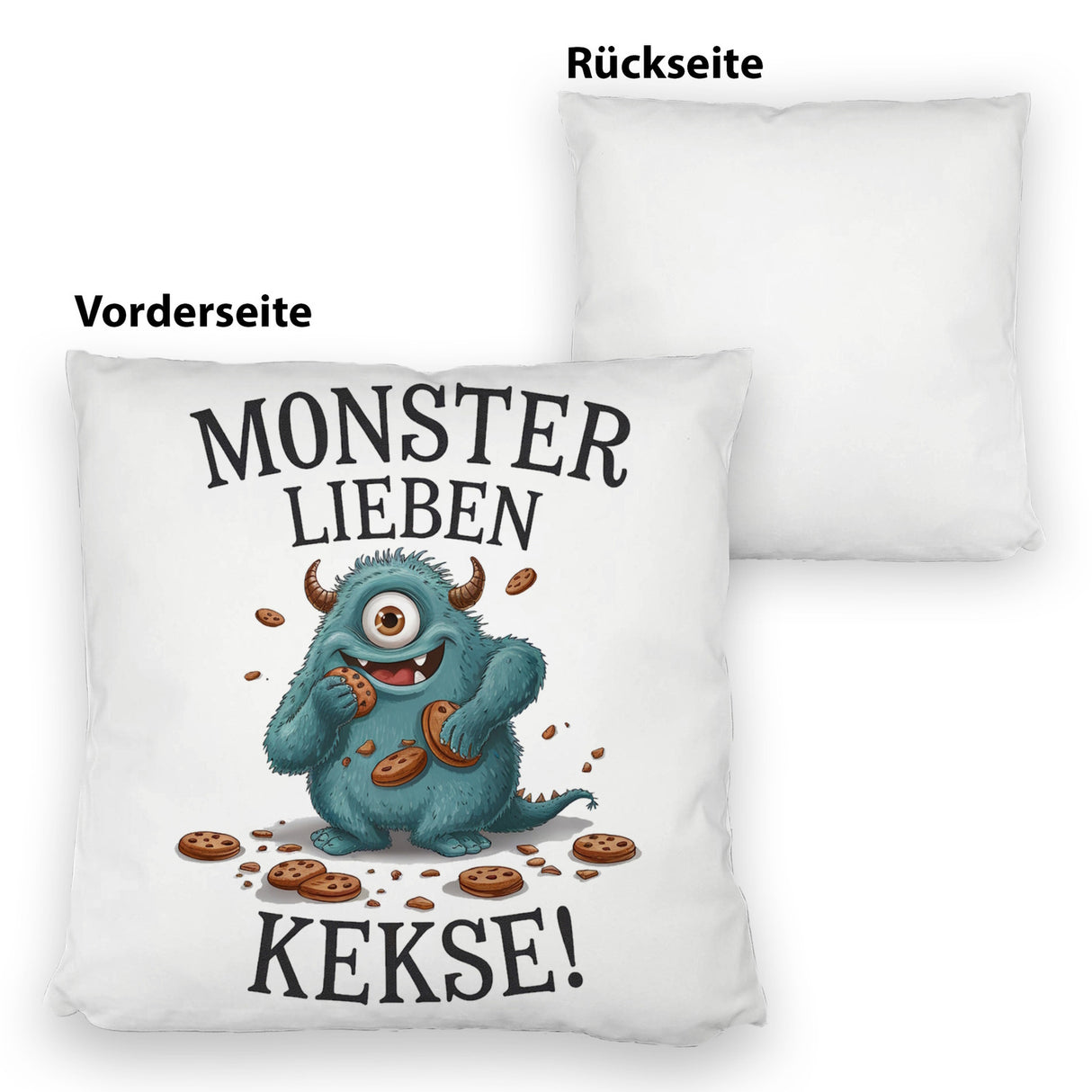 Blaues Monster mit Keks Kissen Monster lieben Kekse