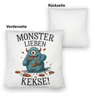 Blaues Monster mit Keks Kissen Monster lieben Kekse