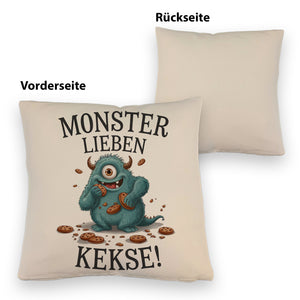 Blaues Monster mit Keks Kissen Monster lieben Kekse