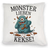 Blaues Monster mit Keks Kissen Monster lieben Kekse