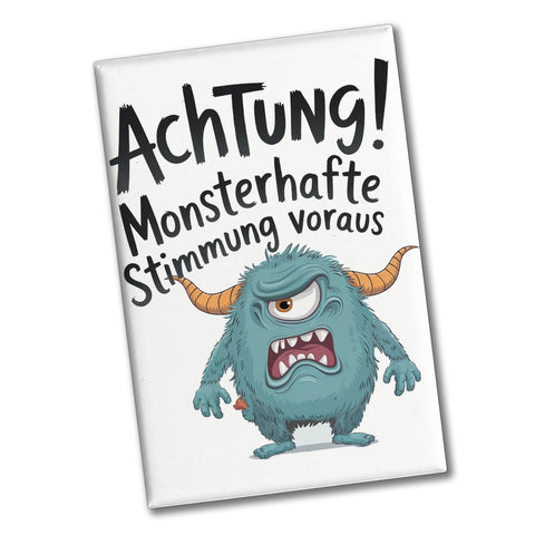 Blaues Cartoon Monster Achtung Monsterstimmung Souvenir Souvenir Magnet