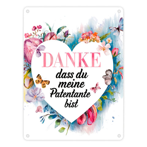 Danke Patentante Metallschild in 15x20 cm Herz Danksagung