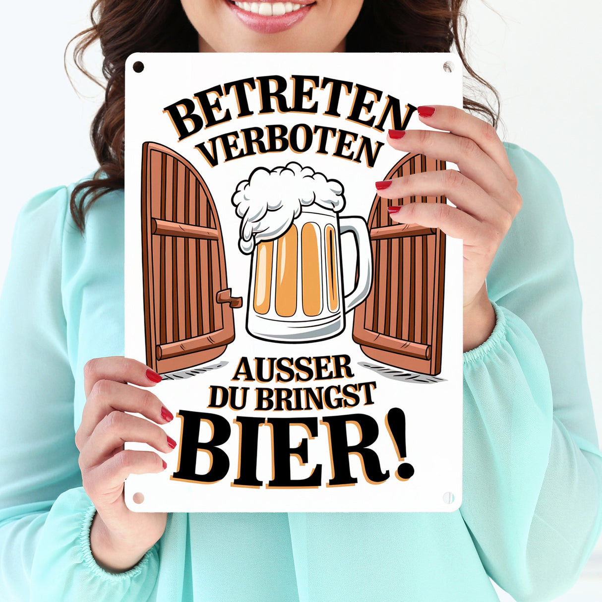 Betreten verboten – außer du bringst Bier! Metallschild in 15x20 cm