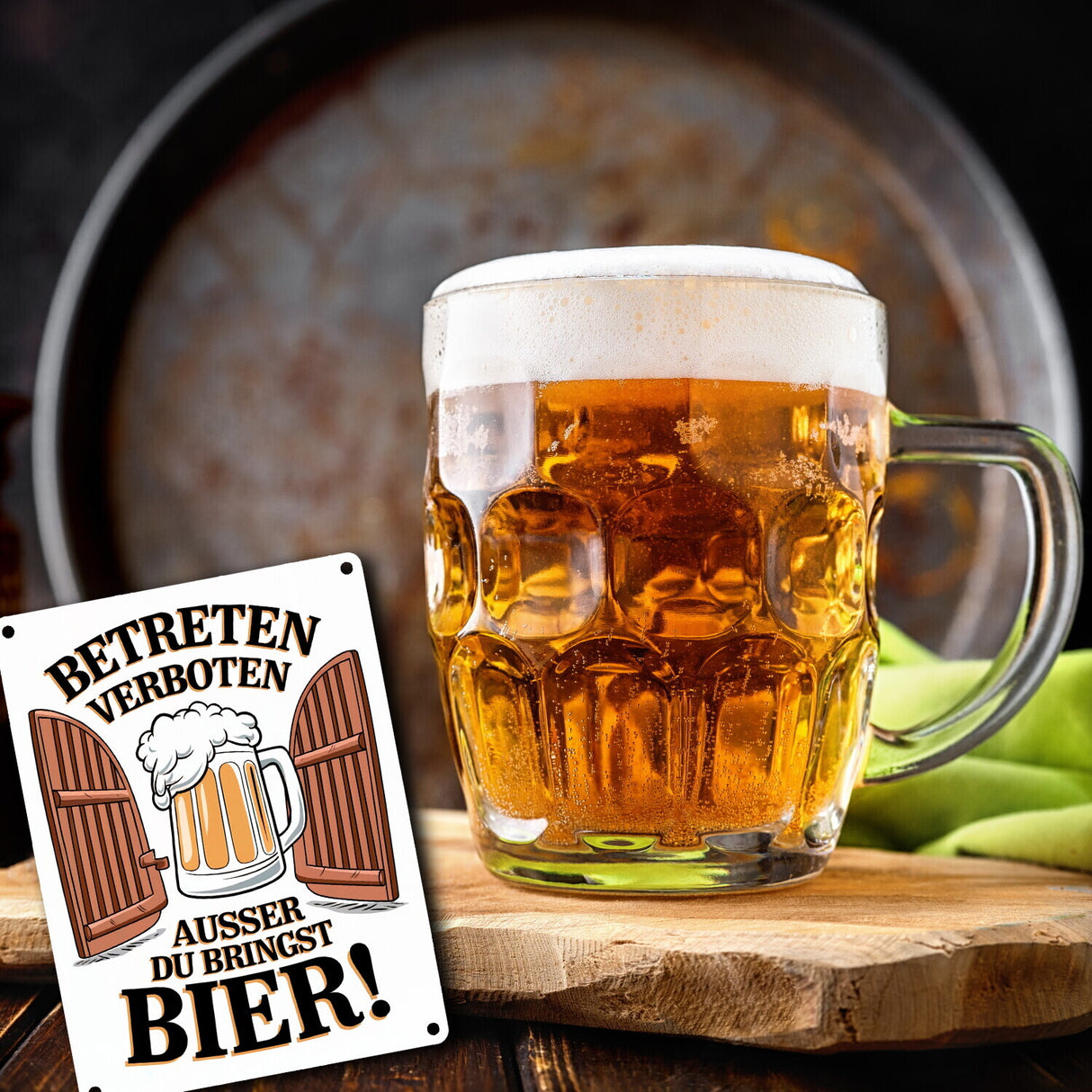 Betreten verboten – außer du bringst Bier! Metallschild in 15x20 cm