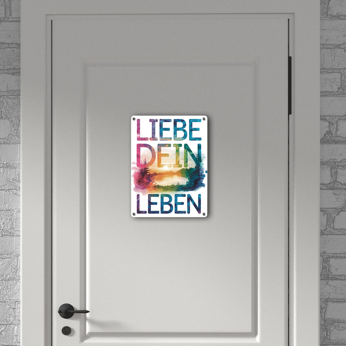 Liebe dein Leben Metallschild in 15x20 cm Aquarell Design