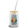 Liebe dein Leben Trinkglas mit Bambusdeckel Aquarell Design