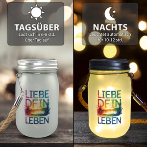 Liebe dein Leben Solarlicht Aquarell Design