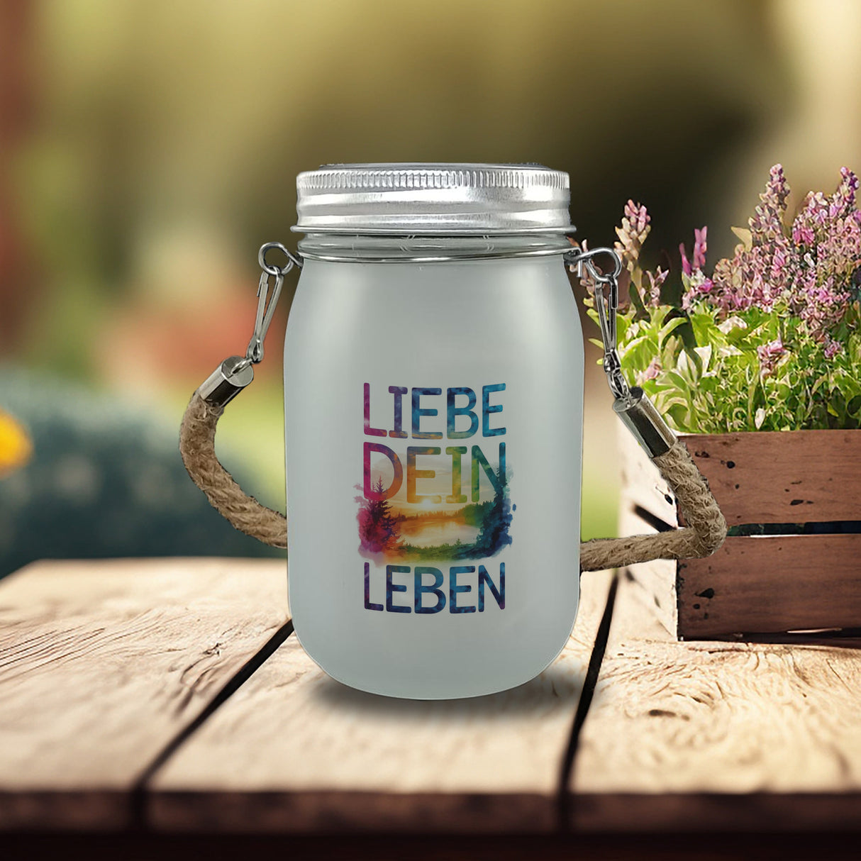 Liebe dein Leben Solarlicht Aquarell Design
