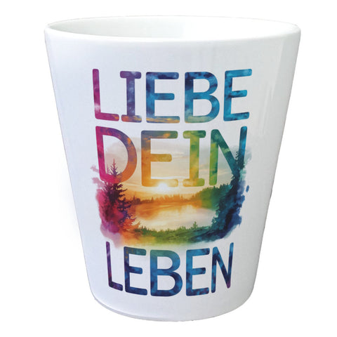 Liebe dein Leben Blumentopf Aquarell Design