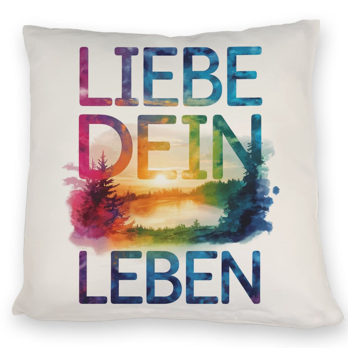 Liebe dein Leben Kissen Aquarell Design