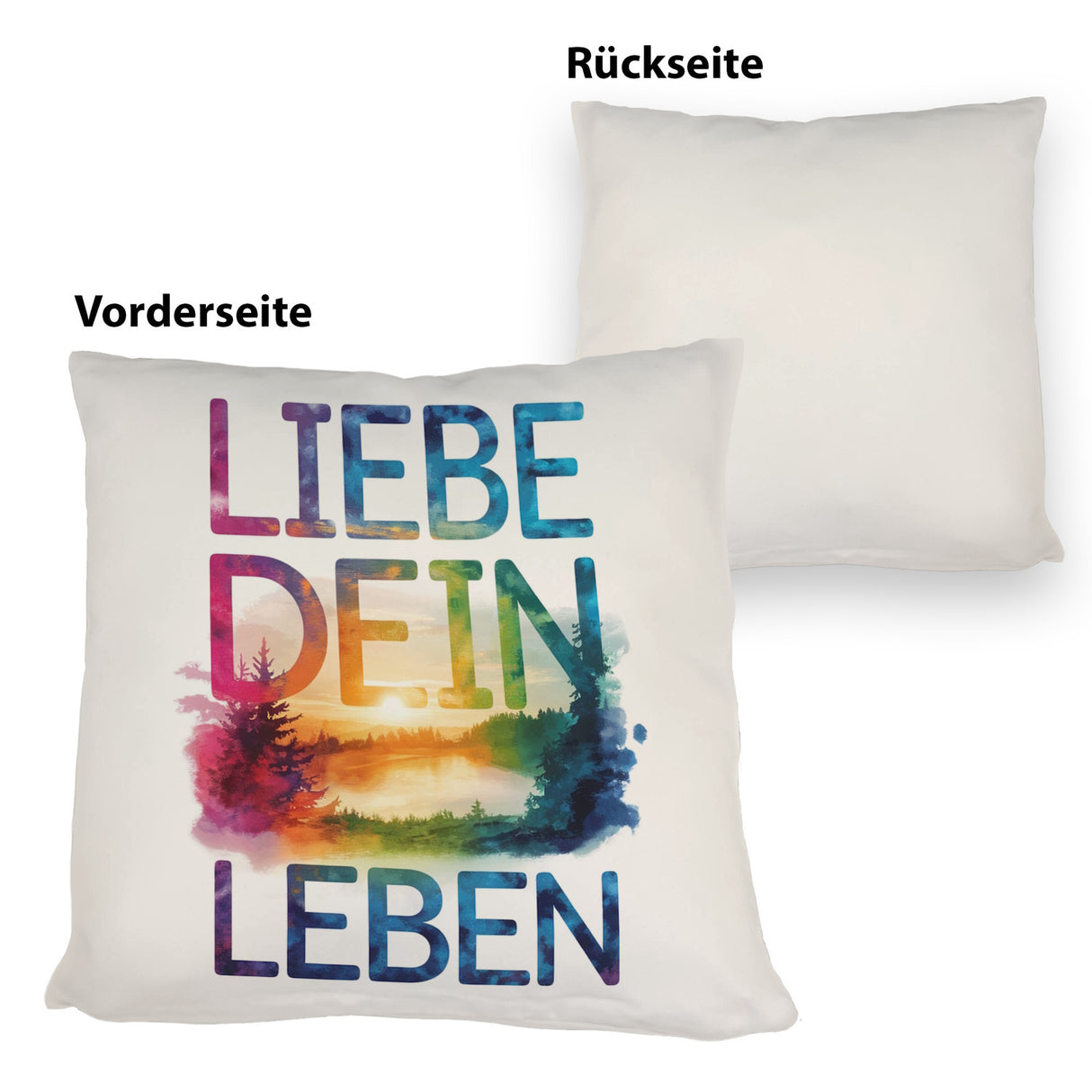Liebe dein Leben Kissen Aquarell Design