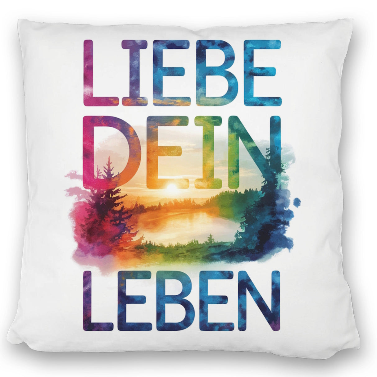 Liebe dein Leben Kissen Aquarell Design