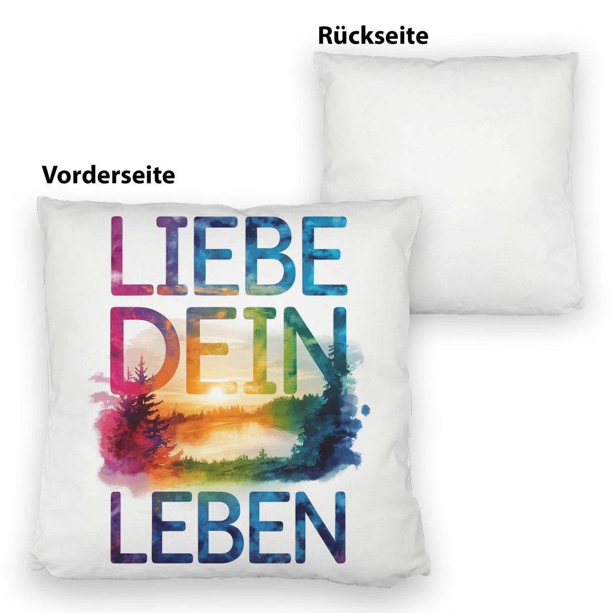 Liebe dein Leben Kissen Aquarell Design