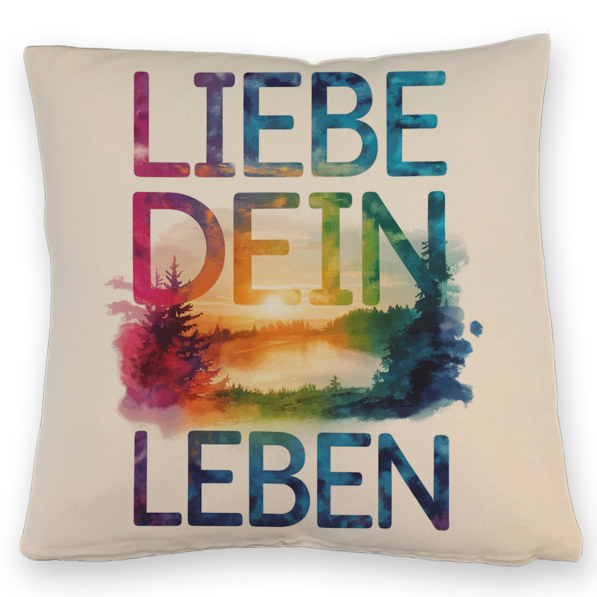 Liebe dein Leben Kissen Aquarell Design