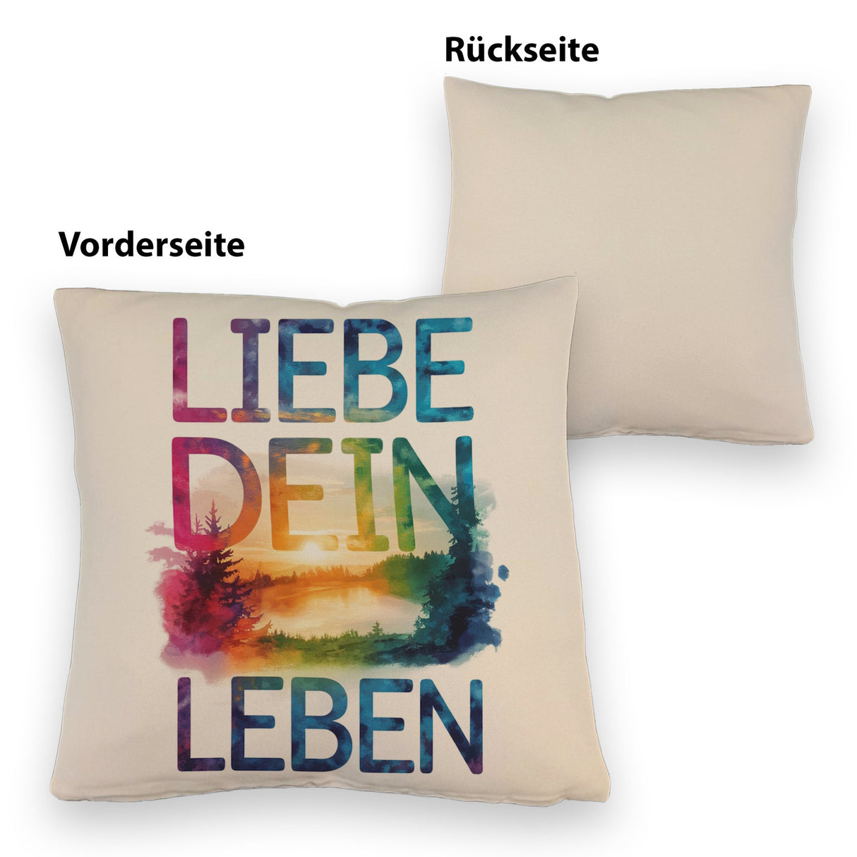 Liebe dein Leben Kissen Aquarell Design