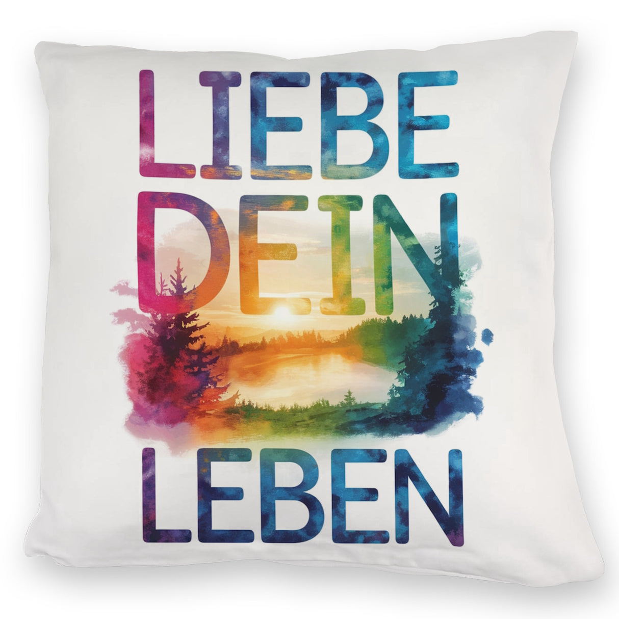 Liebe dein Leben Kissen Aquarell Design