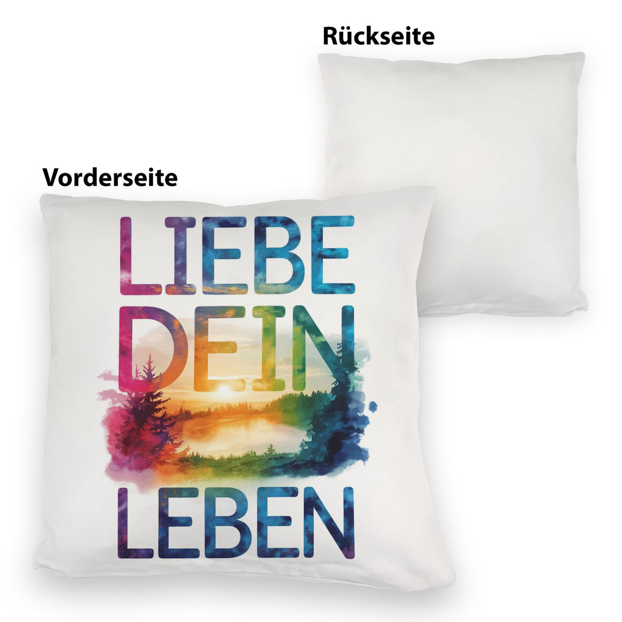 Liebe dein Leben Kissen Aquarell Design