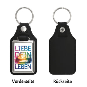 Liebe dein Leben Schlüsselanhänger Aquarell Design