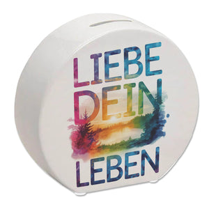 Liebe dein Leben Spardose Aquarell Design