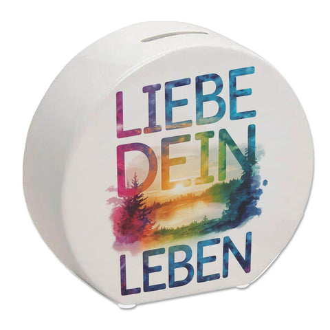 Liebe dein Leben Spardose Aquarell Design