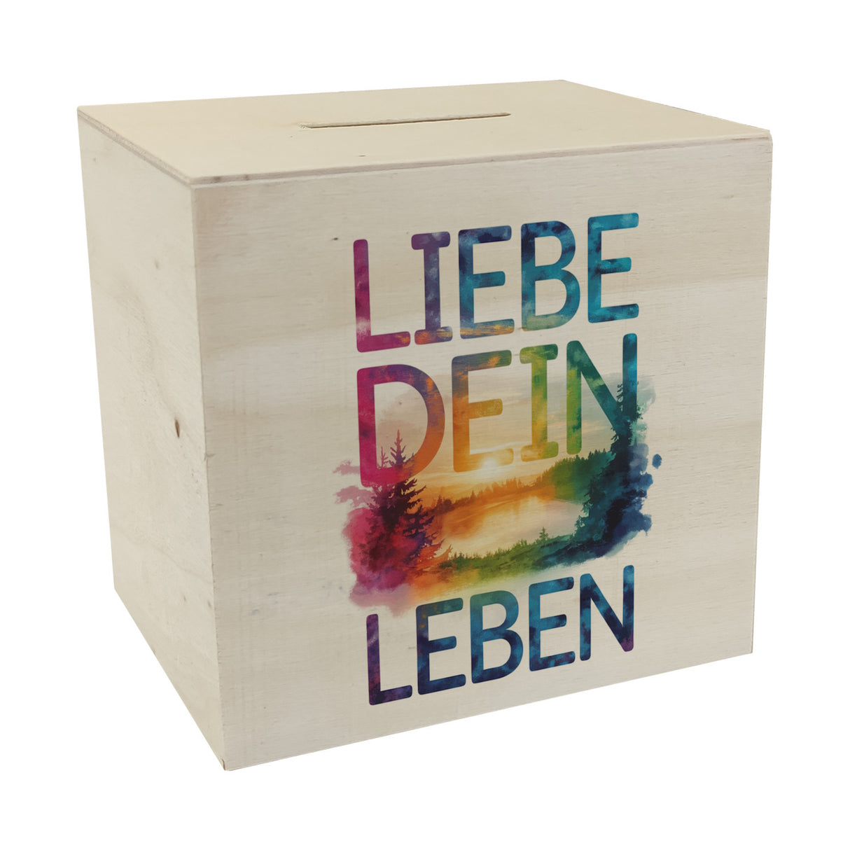 Liebe dein Leben Spardose Aquarell Design