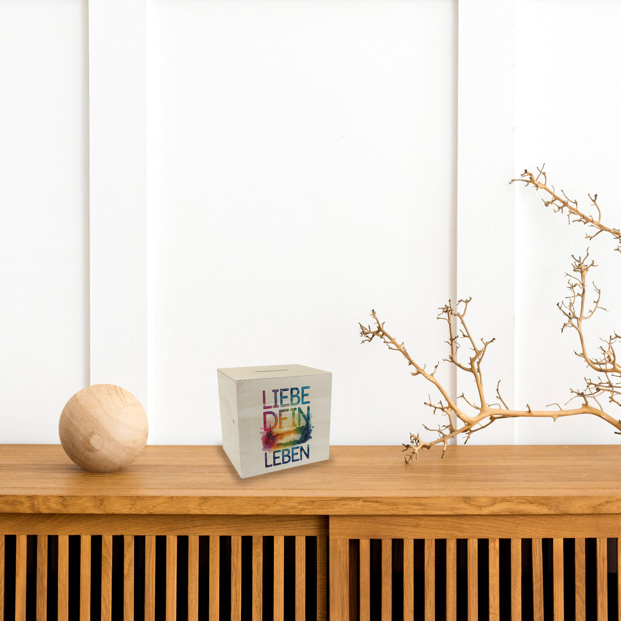 Liebe dein Leben Spardose Aquarell Design