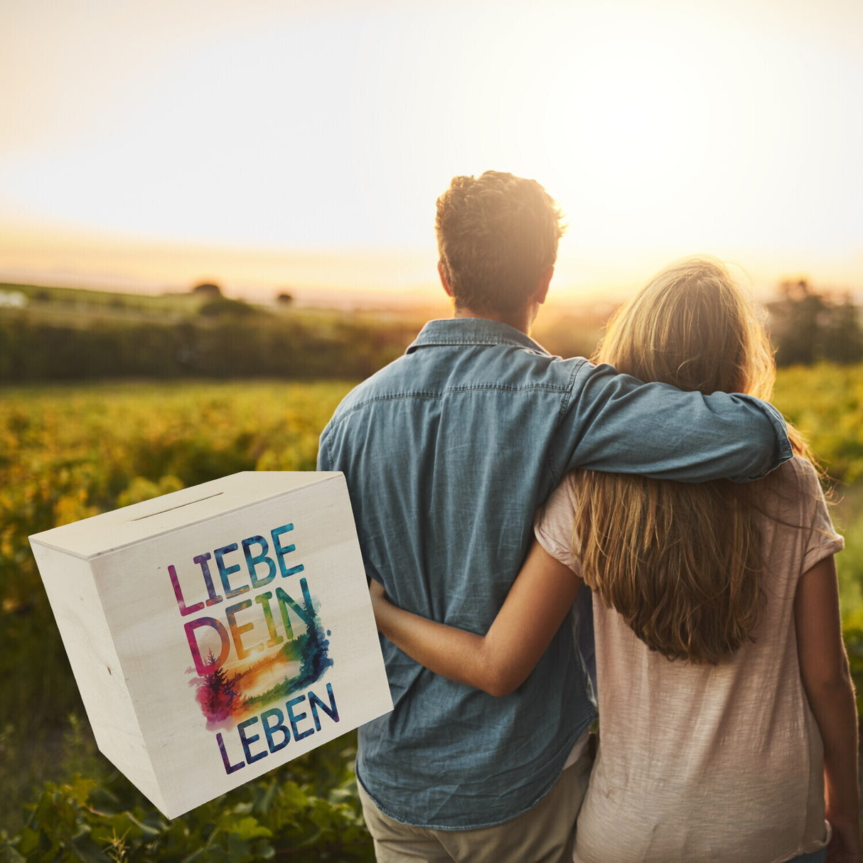 Liebe dein Leben Spardose Aquarell Design