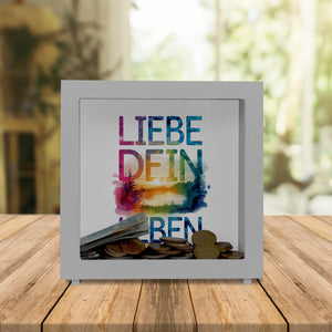 Liebe dein Leben Spardose Aquarell Design